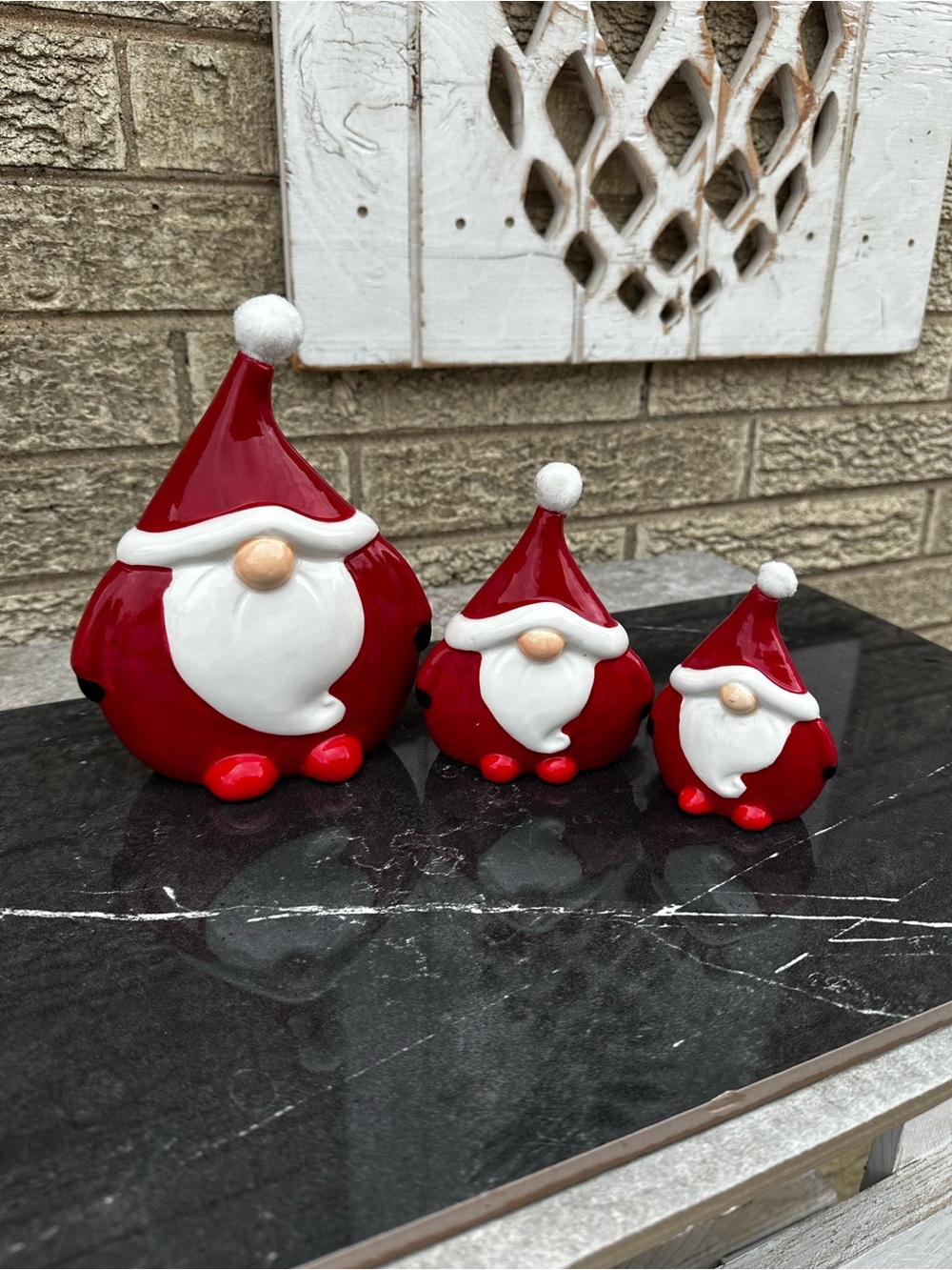 Santa Gnomes, Set of 3, Red and White